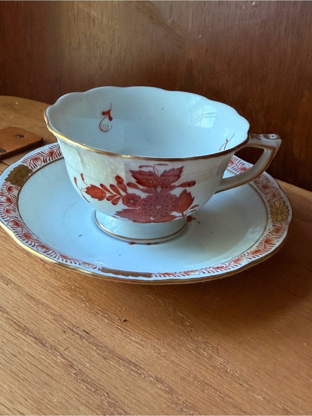 Herend Apponyi - Chinese Basket Espresso Cup Porcelain Teacup and Saucer